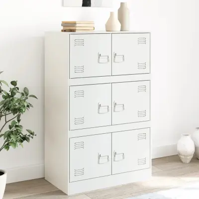 The Living Store Komoda bela 67x39x107 cm jeklo - Komoda