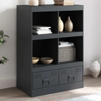 The Living Store Visoka omarica antracitna 67x39x95 cm jeklo - Visoka Omarica