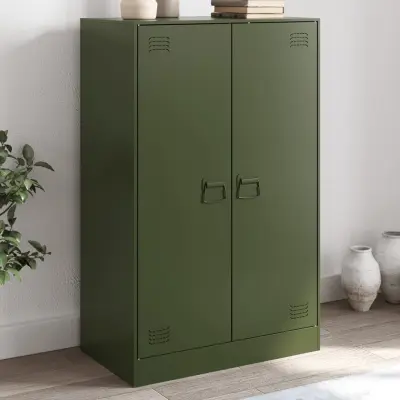 The Living Store Komoda olivno zelena 67x39x107 cm jeklo - Komoda