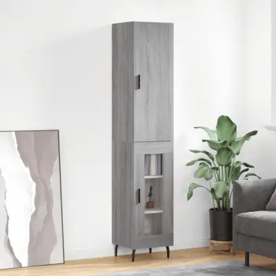 The Living Store Visoka omara siva sonoma 34,5x34x180 cm inženirski les - Visoka Omara