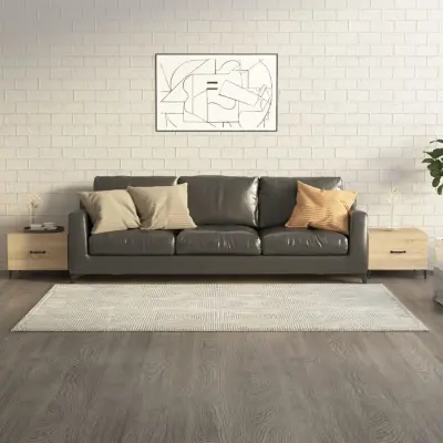 The Living Store Klubske mizice s kovinskimi nogami 2 kosa son. hrast 50x50x40cm - Klubska Mizica