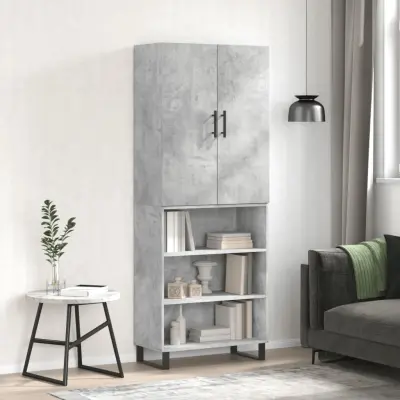 The Living Store Visoka komoda betonsko siva 69,5x34x180 cm inženirski les - Visoka Omara