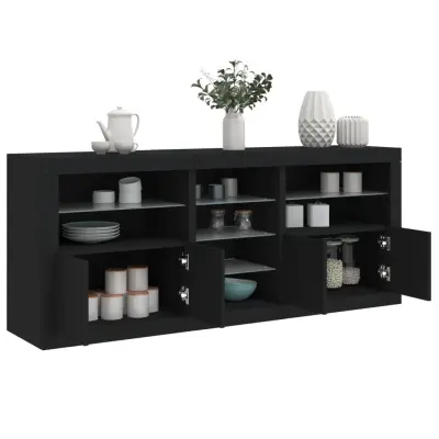 The Living Store Komoda z LED lučkami črna 162x37x67 cm - Komoda