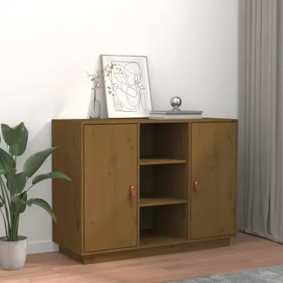 The Living Store Komoda medeno rjava 100x40x75 cm trdna borovina - Komoda