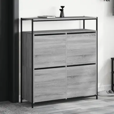 The Living Store Omarica za čevlje s 4 predali siva sonoma 100x34x112 cm - Omara Za Čevlje