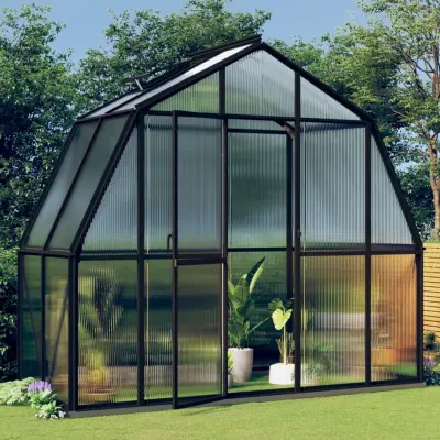 The Living Store Rastlinjak z okvirjem antracit 3,3 m² aluminij - Rastlinjak