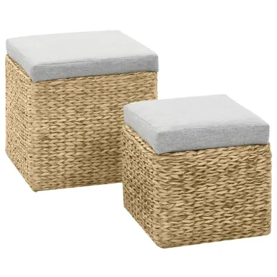 The Living Store Komplet taburejev 2 kosa iz morske trave sive barve - Tabure