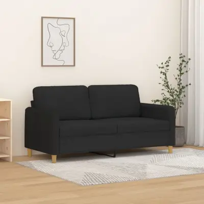 The Living Store Dvosed črn 140 cm blago - Kavč Dvosed