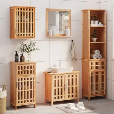 The Living Store Kopalniška garnitura 5-delna trdna orehovina - Kopalniška Garnitura