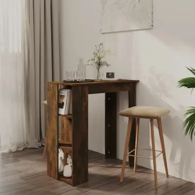 The Living Store Barska miza s polico dimljeni hrast 102x50x103,5 cm iverna pl. - Barska Miza