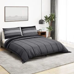The Living Store Posteljnina temno sivo 200x200 cm bombaž - Komplet Prevlek Za Odejo