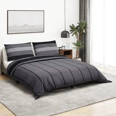 The Living Store Posteljnina temno sivo 225x220 cm bombaž - Komplet Prevlek Za Odejo