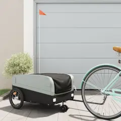The Living Store Kolesarska prikolica črna in siva 45 kg železo - Kolesarska Prikolica