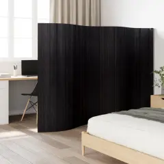The Living Store Paravan črn 165x400 cm bambus - Paravan