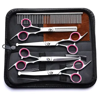 Set frizerskih škarij (7 kosov) Pink