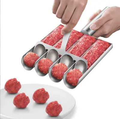Set za pekač mesnih kroglic z žlico - Model za mesne kroglice iz nerjavečega jekla za popolne mesne kroglice