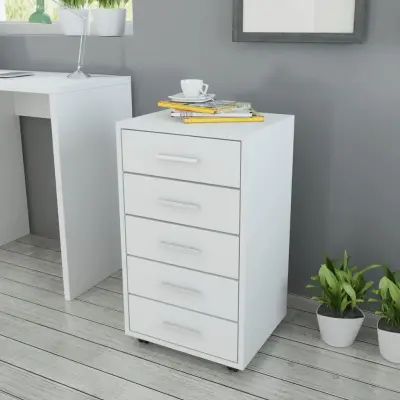 The Living Store Pisarniški predalnik s 5 predali bel - Pisarniški Predalnik