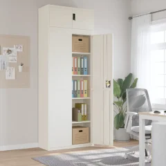 The Living Store Arhivska omara bela 90x40x240 cm jeklo - Arhivska Omara