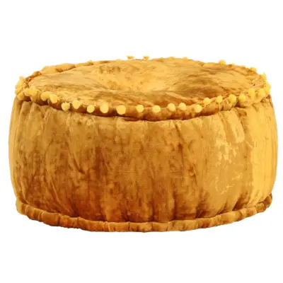 The Living Store Okrogel tabure iz žameta 40x20 cm gorčične barve - Tabure