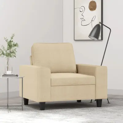 The Living Store Fotelj krem 60 cm blago - Fotelj
