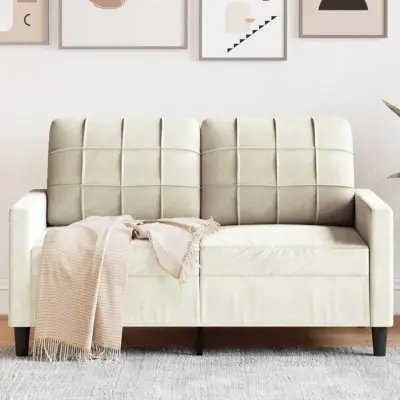 The Living Store Kavč dvosed krem 120 cm žamet - Dvosed