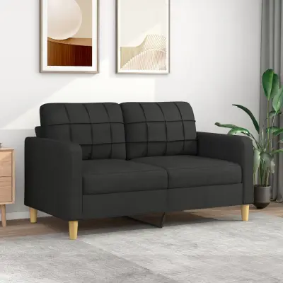 The Living Store Dvosed črn 140 cm blago - Kavč Dvosed