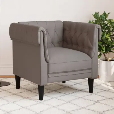 The Living Store Fotelj chesterfield taupe tkanina - Chesterfield Fotelj