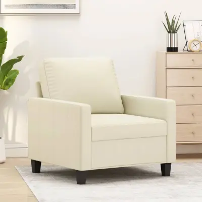 The Living Store Fotelj krem 60 cm umetno usnje - Enosed