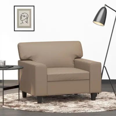 The Living Store Fotelj kapučino 60 cm umetno usnje - Enosed