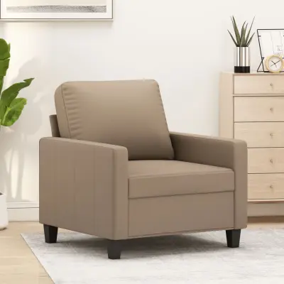 The Living Store Fotelj kapučino 60 cm umetno usnje - Enosed