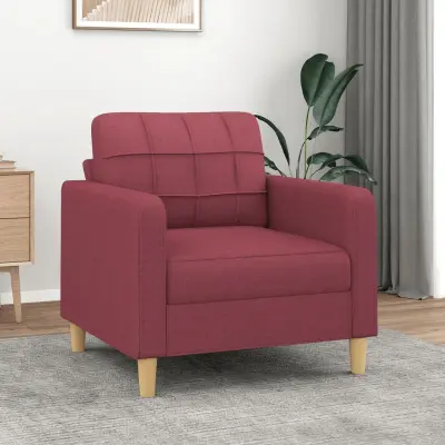 The Living Store Fotelj vinsko rdeč 60 cm blago - Fotelj