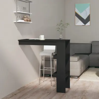 The Living Store Stenska barska miza črna 102x45x103,5 cm konstruiran les - Stenska Barska Miza
