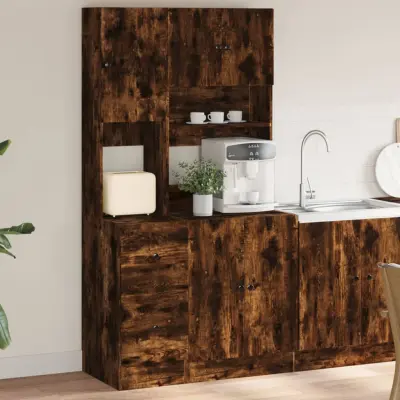 The Living Store Kuhinjska omarica dimljeni hrast 95x50x180 cm inženirski les - Kuhinjska Omarica