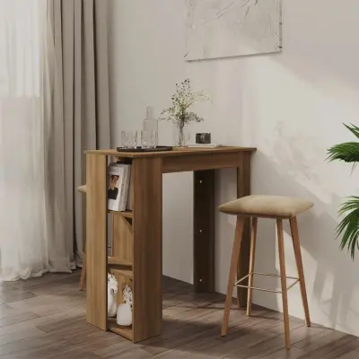 The Living Store Barska miza s polico rjavi hrast 102x50x103,5 cm iverna pl. - Barska Miza