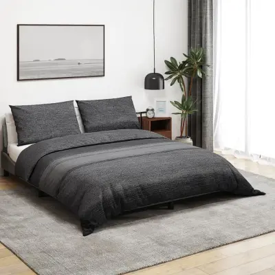 The Living Store Posteljnina temno sivo 260x220 cm bombaž - Komplet Prevlek Za Odejo