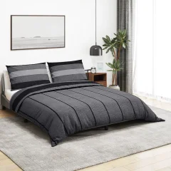 The Living Store Posteljnina temno sivo 200x200 cm bombaž - Komplet Prevlek Za Odejo