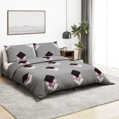The Living Store Posteljnina siva 155x220 cm bombaž - Komplet Prevlek Za Odejo