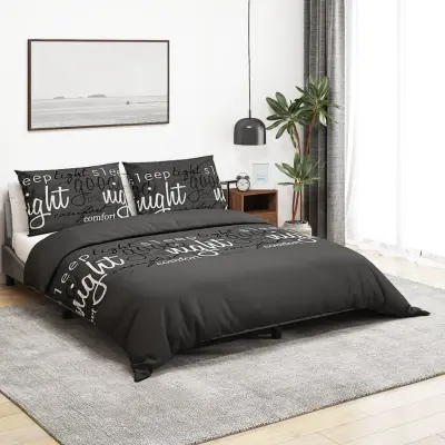 The Living Store Posteljnina črna 260x240 cm bombaž - Komplet Prevlek Za Odejo