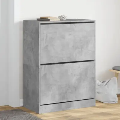The Living Store Omarica za čevlje z 2 predaloma betonsko siva 80x42x108 cm - Omara Za Čevlje