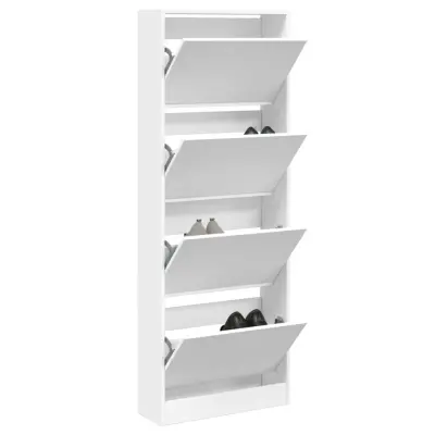 The Living Store Omarica za čevlje bela 60x21x163,5 cm inženirski les - Omarica Za Čevlje