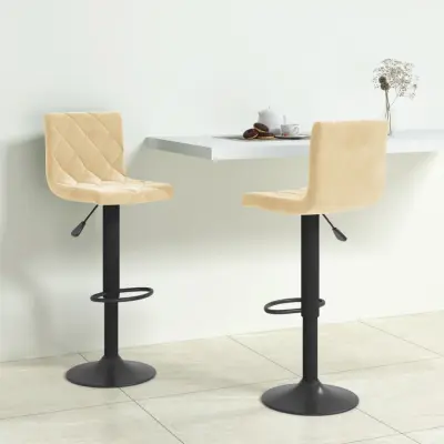 The Living Store Barski stolčki 2 kosa krem žamet - Barski Stolček