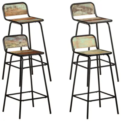 The Living Store Barski stoli 4 kosi trden predelan les - Barski Stol