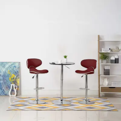 The Living Store Barski stolčki 2 kosa vinsko rdeče umetno usnje - Barski Stolček