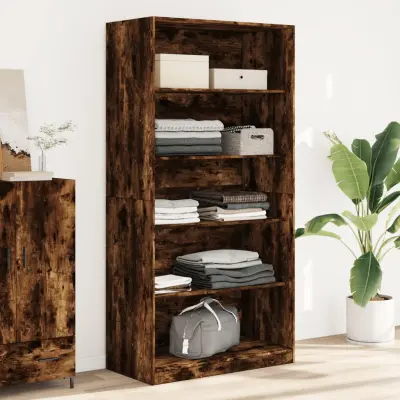 The Living Store Garderobna omara dimljeni hrast 100x50x200 cm inženirski les - Garderobna Omara
