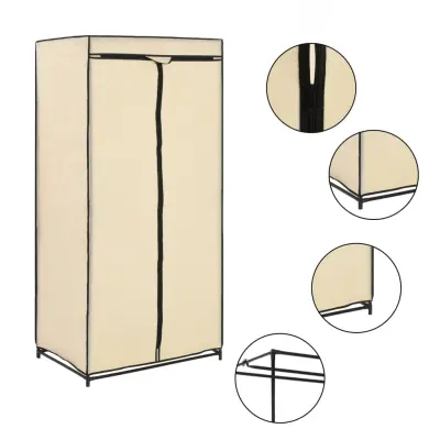 The Living Store Garderobna omara 75x50x160 cm krem - Garderobna Omara