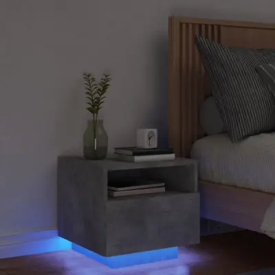 The Living Store Nočna omarica z LED lučkami betonsko siva 40x39x37 cm - Nočna Omarica