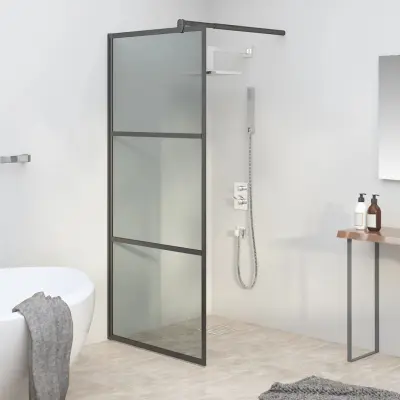 The Living Store Pregrada za tuš 80x195 cm temno ESG steklo črna - Tuš Stena