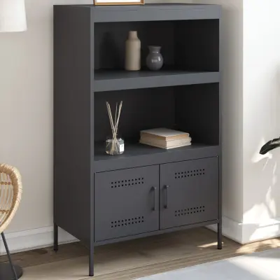 The Living Store Visoka omara antracitna 68x39x113 cm jeklo - Visoka Omara