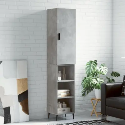 The Living Store Visoka omara betonsko siva 34,5x34x180 cm inženirski les - Visoka Omara