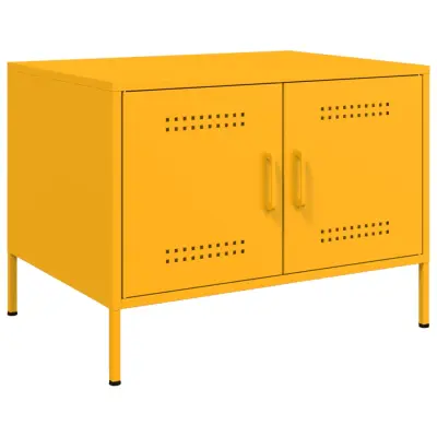 The Living Store Klubska mizica gorčično rumena 68x50x50,5 cm valjano jeklo - Klubska Mizica